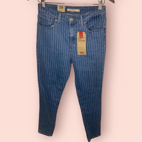 NWT Levi’s 721 Pinstriped High-Rise Sculpt Skinny Jeans, Size  28 W 30 L - Picture 1 of 6